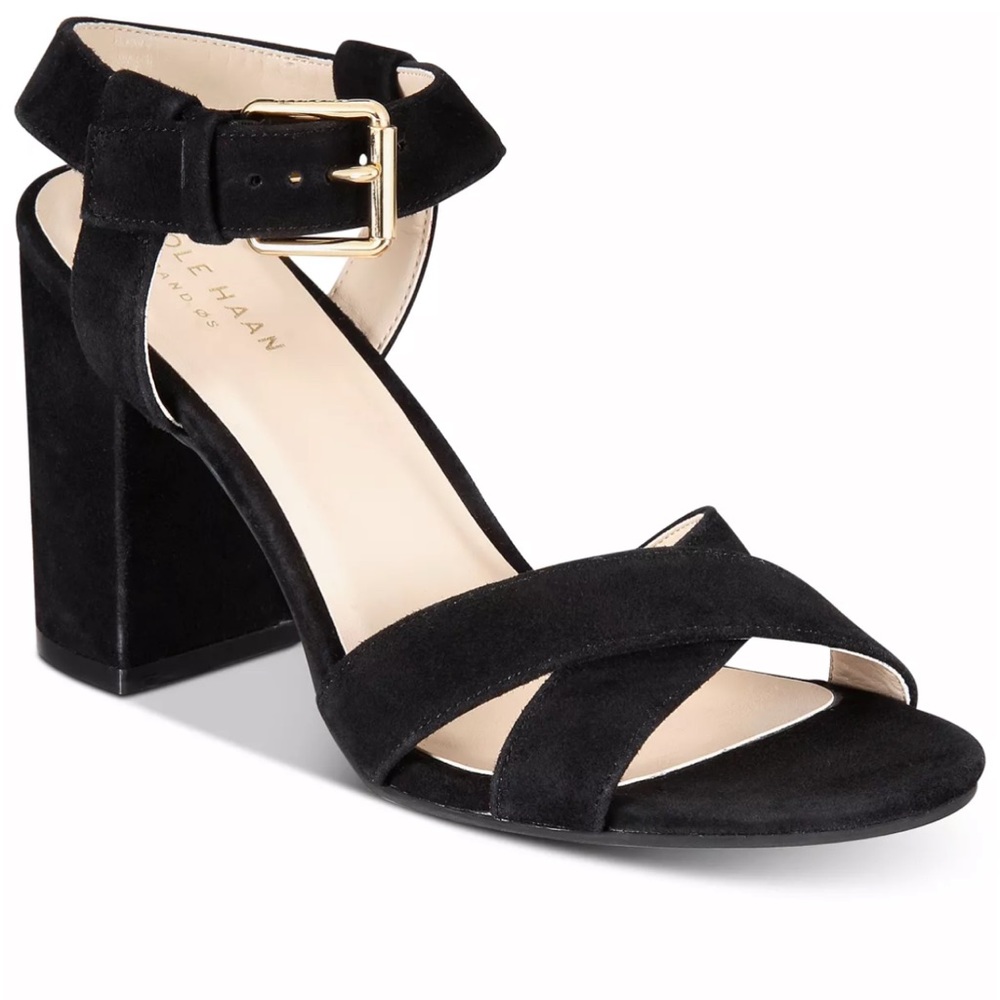Cole Haan New Kadi Black Suede Block Heels
